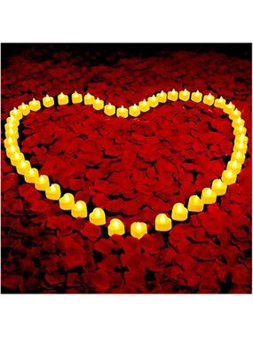 Rose Petals Heart LED Candles Romantic Wedding Proposal Decor 3048 Piece Set